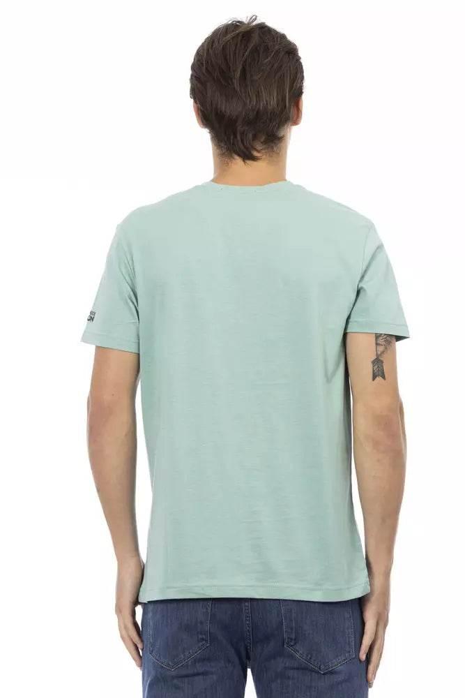 Trussardi Action Green Cotton Men's V-Neck T-Shirt - Hilstor