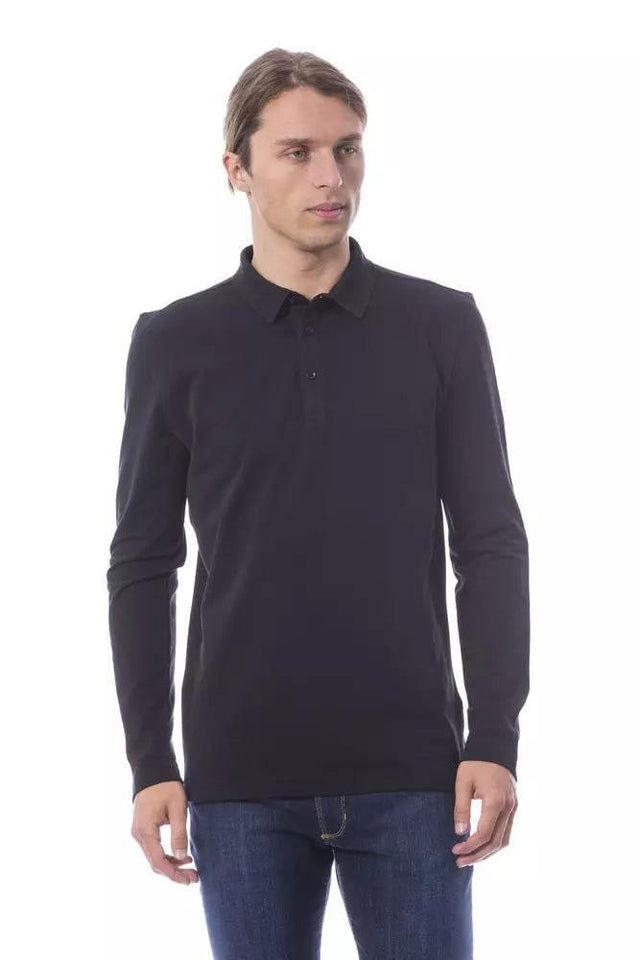 Verri Black Cotton Men's Polo Shirt Long Sleeve - Hilstor