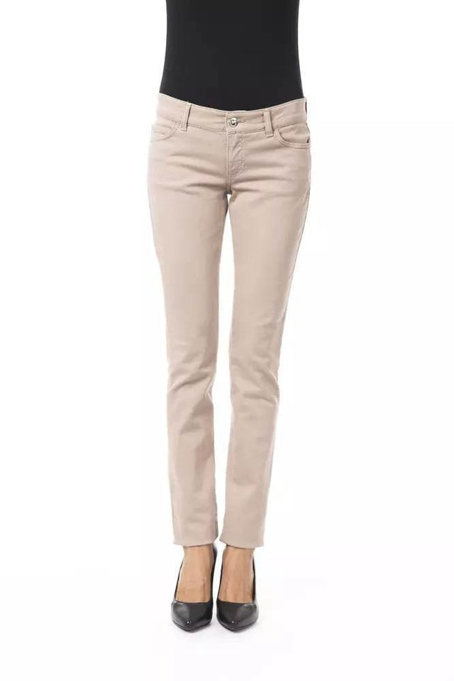 BYBLOS Beige Cotton Women Slim Pant - Hilstor