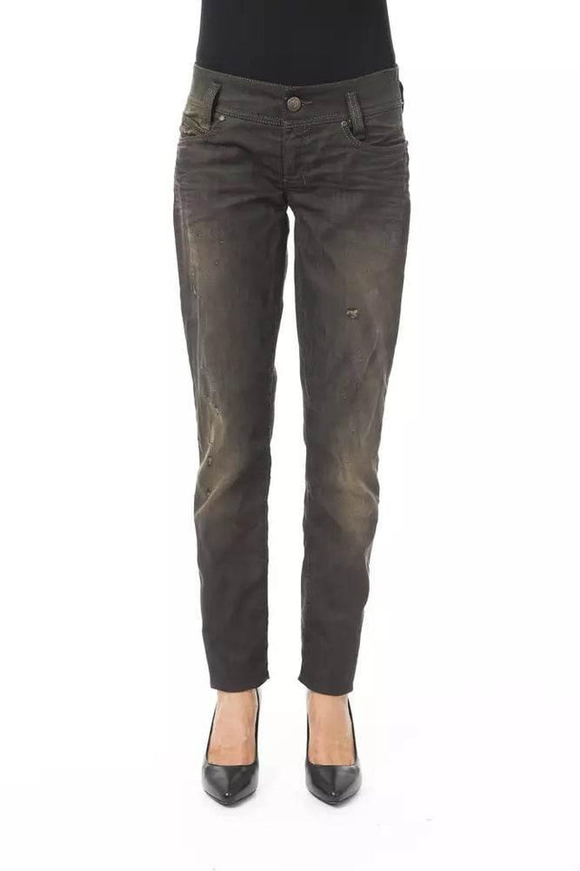 BYBLOS Black Cotton Women's Regular Jeans - Hilstor