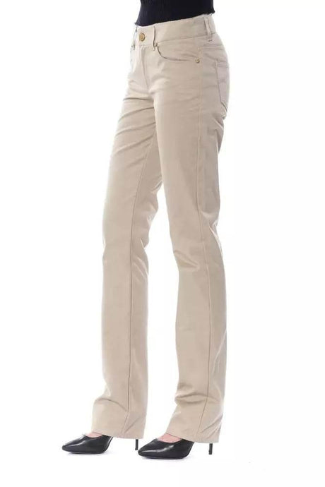BYBLOS Beige Cotton Women Pant - Hilstor