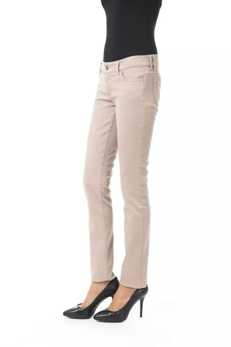 BYBLOS Beige Cotton Women Slim Pant - Hilstor