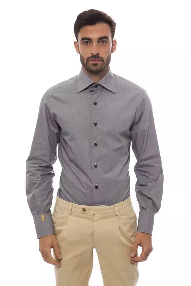 Billionaire Italian Couture Black Cotton Men Shirt - Hilstor