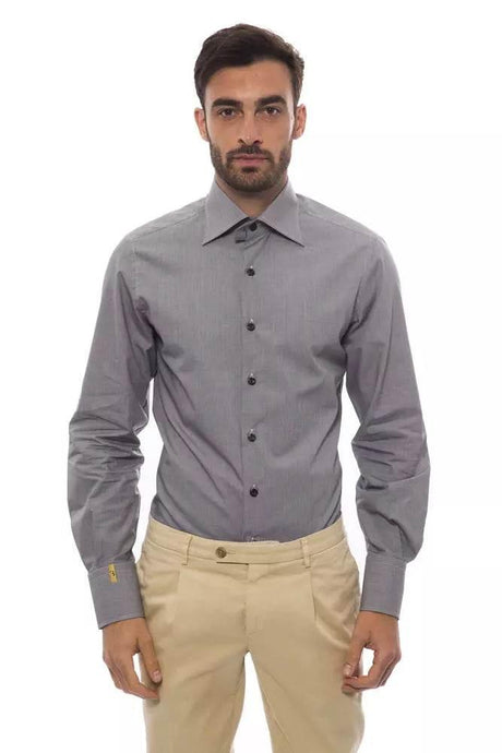 Billionaire Italian Couture Black Cotton Men Shirt - Hilstor