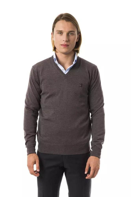Uominitaliani Gray Merino Wool Men Sweater - Hilstor