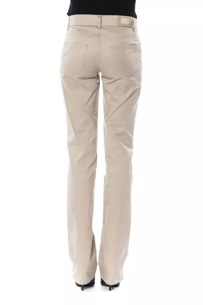 BYBLOS Beige Cotton Women Pant - Hilstor