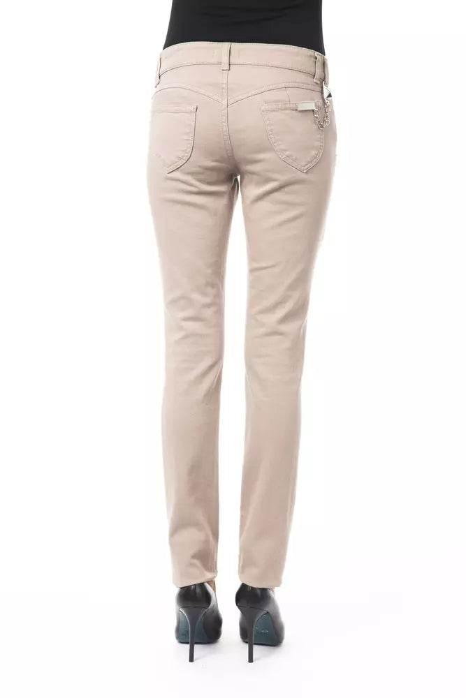 BYBLOS Beige Cotton Women Slim Pant - Hilstor