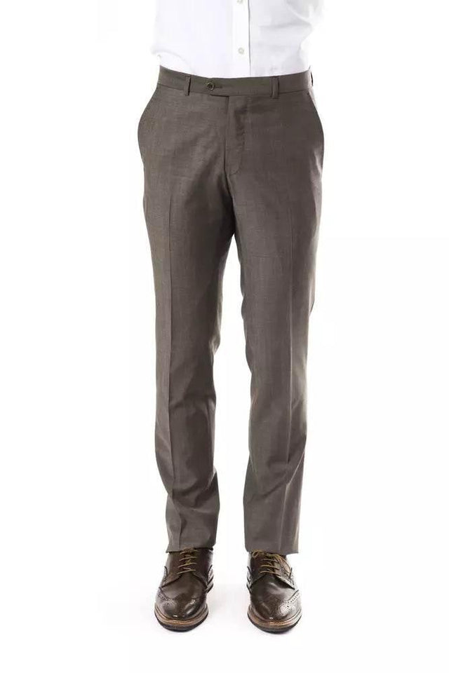 Uominitaliani Gray Wool Men Suit Pant - Hilstor