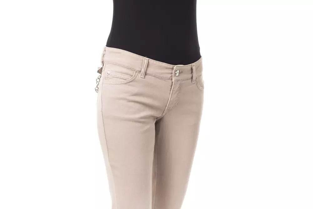 BYBLOS Beige Cotton Women Slim Pant - Hilstor