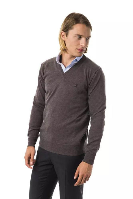 Uominitaliani Gray Merino Wool Men Sweater - Hilstor