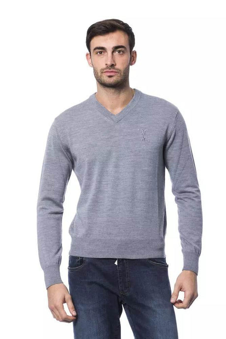 Billionaire Italian Couture Gray Merino Wool Men Sweater - Hilstor