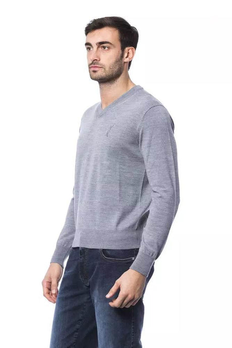 Billionaire Italian Couture Gray Merino Wool Men Sweater - Hilstor