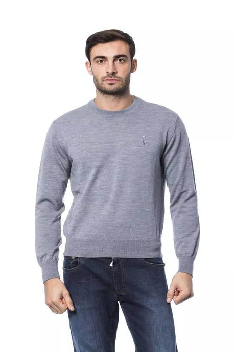 Billionaire Italian Couture Gray Merino Wool Men Sweater - Hilstor