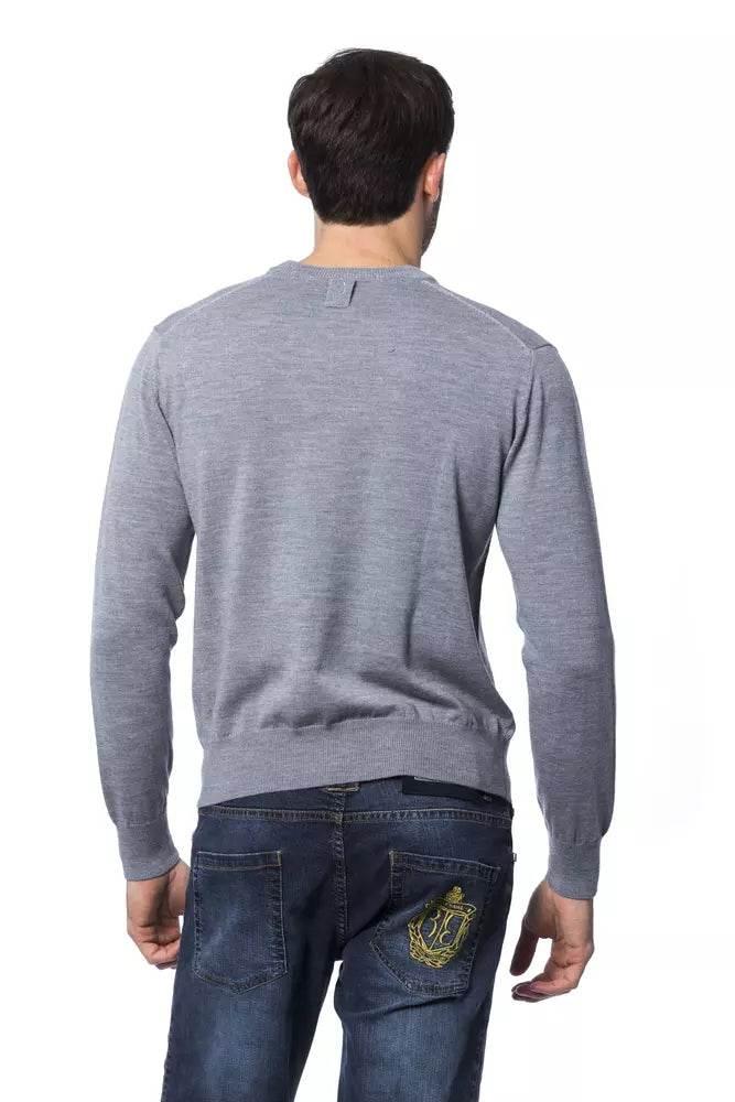 Billionaire Italian Couture Gray Merino Wool Men Sweater - Hilstor