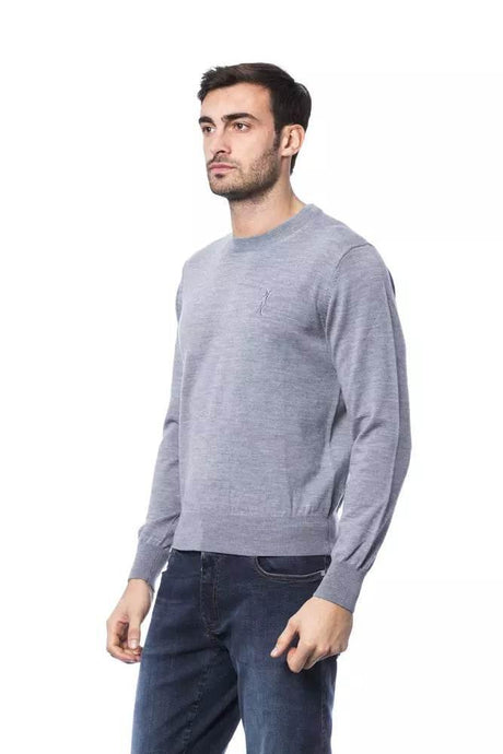 Billionaire Italian Couture Gray Merino Wool Men Sweater - Hilstor