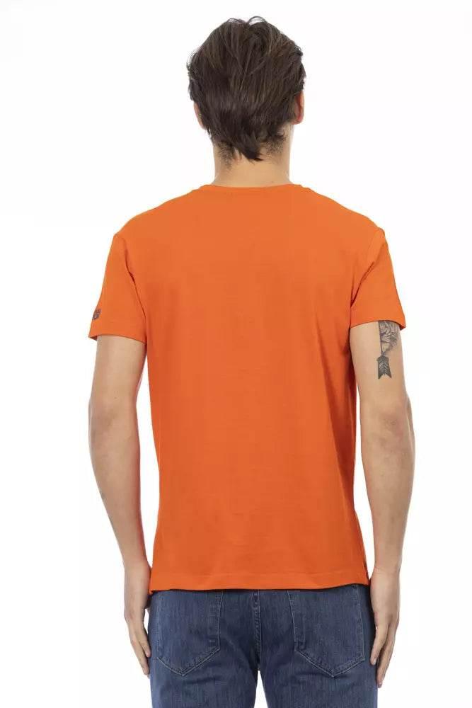 Trussardi Action Orange Cotton Men V-Neck T-Shirt - Hilstor