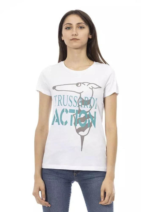 Trussardi Action Chic White Printed Tee: Summer Wardrobe Essential - Hilstor