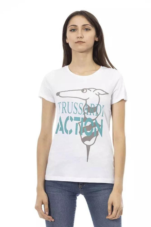 Trussardi Action Chic White Printed Tee: Summer Wardrobe Essential - Hilstor