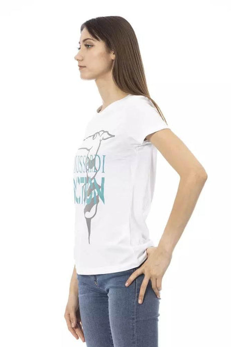 Trussardi Action Chic White Printed Tee: Summer Wardrobe Essential - Hilstor