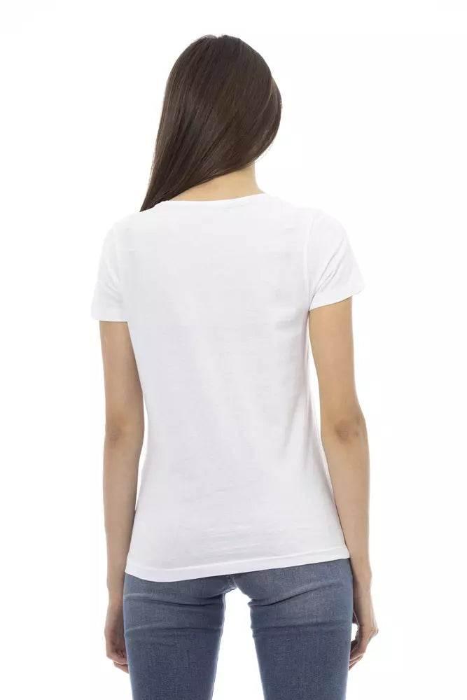 Trussardi Action Chic White Printed Tee: Summer Wardrobe Essential - Hilstor