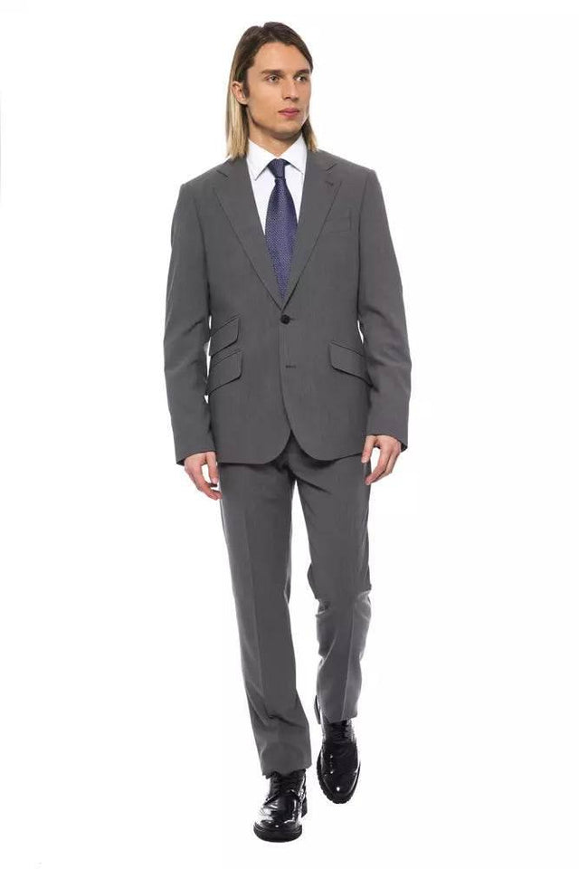 Billionaire Italian Couture Gray Wool Men Suit - Hilstor