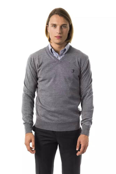Uominitaliani Gray Merino Wool Men Sweater - Hilstor