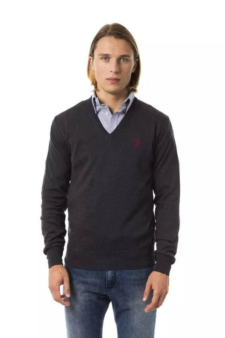 Uominitaliani Gray Merino Wool Men Sweater - Hilstor