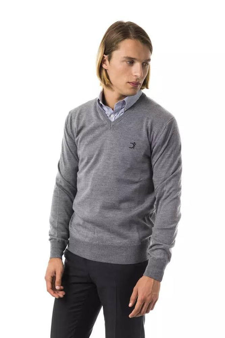 Uominitaliani Gray Merino Wool Men Sweater - Hilstor