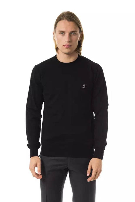 Uominitaliani Black Merino Wool Men Sweater - Hilstor