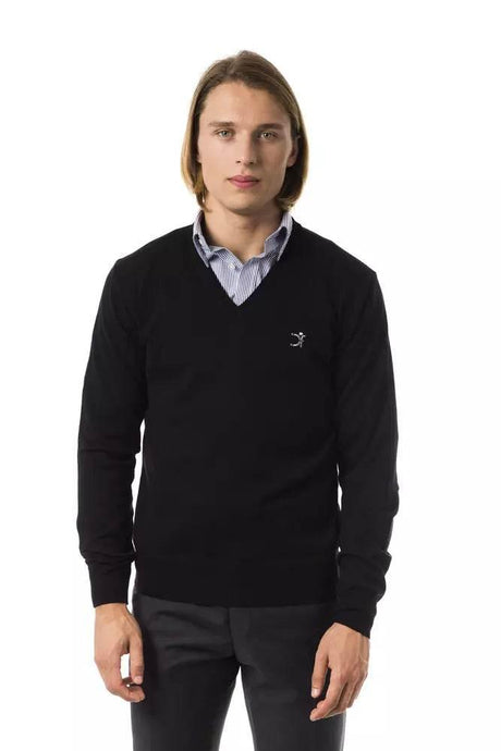 Uominitaliani Black Merino Men Sweater - Hilstor