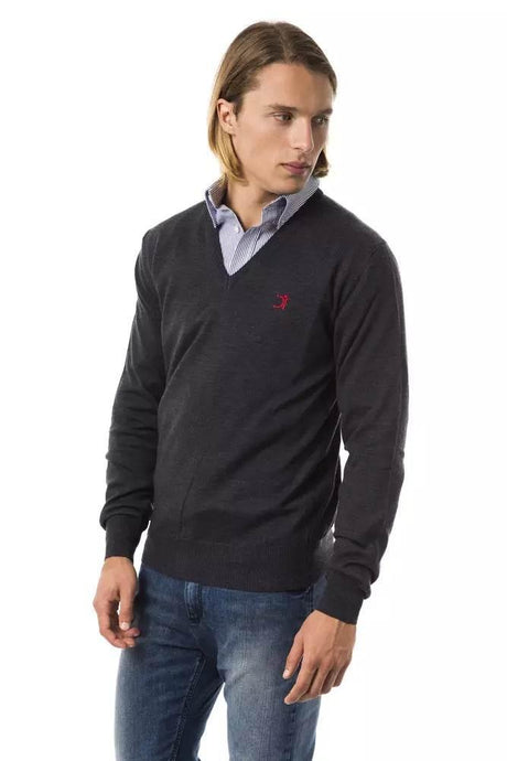 Uominitaliani Gray Merino Wool Men Sweater - Hilstor