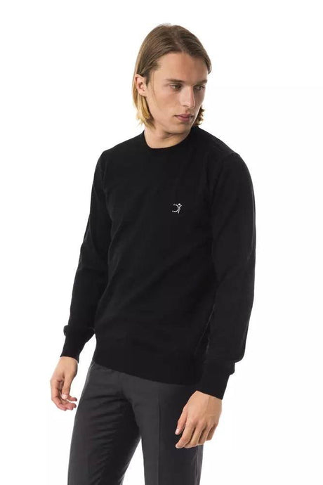 Uominitaliani Black Merino Wool Men Sweater - Hilstor