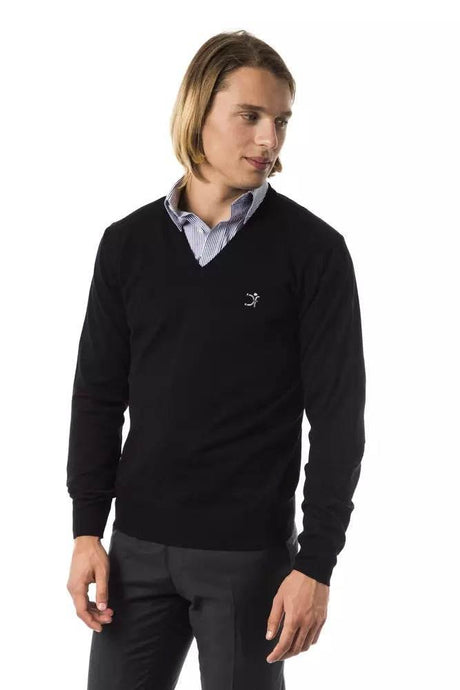Uominitaliani Black Merino Men Sweater - Hilstor