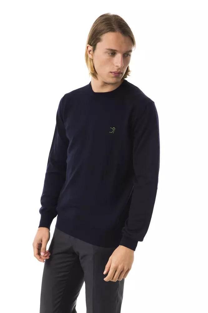 Uominitaliani Blue Merino Wool Men's Sweater - Hilstor