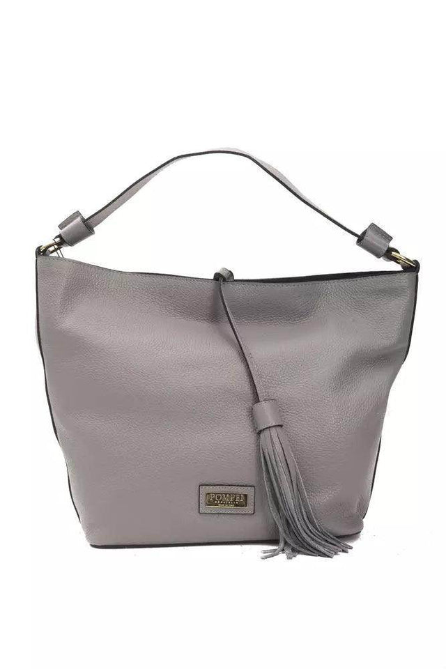 Pompei Donatella Gray Leather Women Shoulder Bag - Hilstor