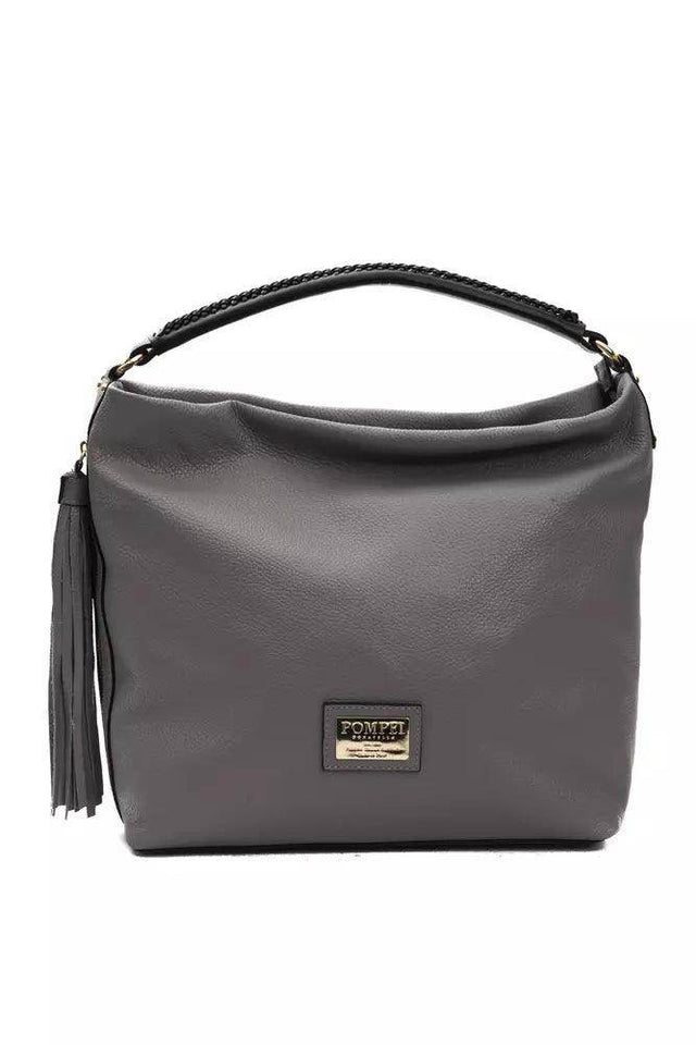 Pompei Donatella Gray Leather Women Shoulder Bag - Hilstor
