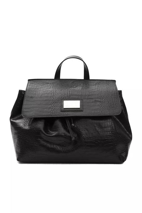 Pompei Donatella Black Leather Women Handbag - Hilstor