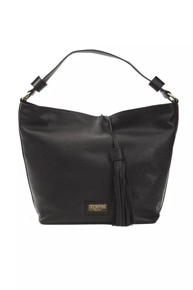 Pompei Donatella Black Leather Women Shoulder Bag - Hilstor