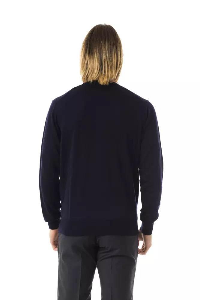 Uominitaliani Blue Merino Wool Men's Sweater - Hilstor