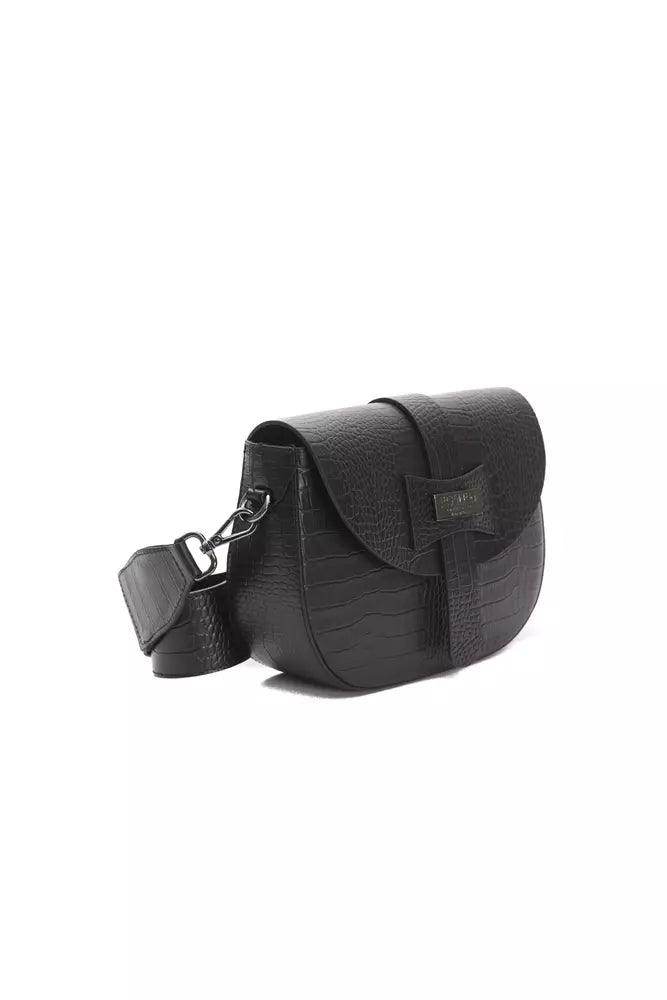 Pompei Donatella Black Leather Women Crossbody Bag - Hilstor