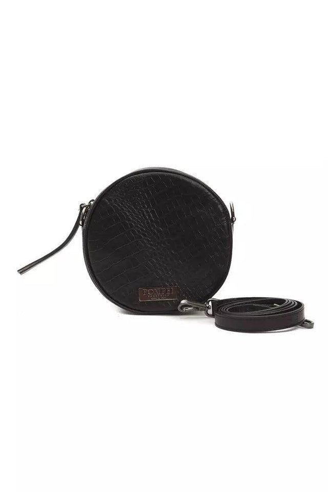 Pompei Donatella Black Leather Women Crossbody Bag - Hilstor
