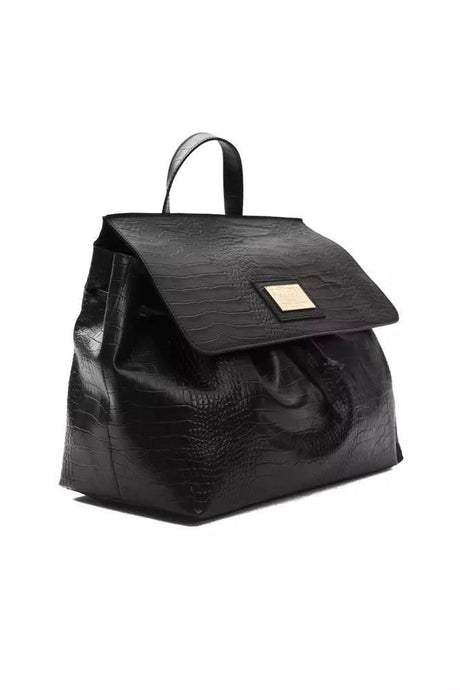Pompei Donatella Black Leather Women Handbag - Hilstor