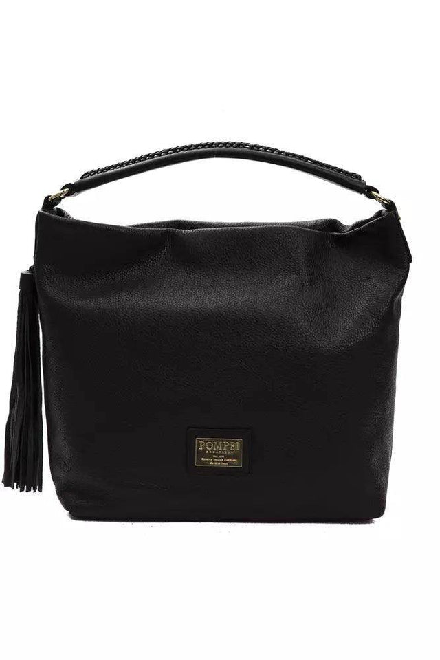 Pompei Donatella Black Leather Women Shoulder Bag - Hilstor
