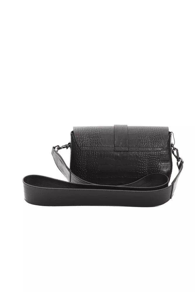 Pompei Donatella Black Leather Women Crossbody Bag - Hilstor
