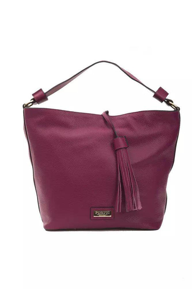 Pompei Donatella Burgundy Leather Women Shoulder Bag - Hilstor