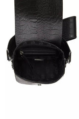 Pompei Donatella Black Leather Women Crossbody Bag - Hilstor