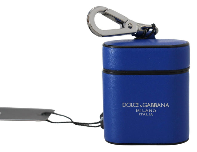 Dolce & Gabbana Elegant Blue Leather Airpods Case - Hilstor