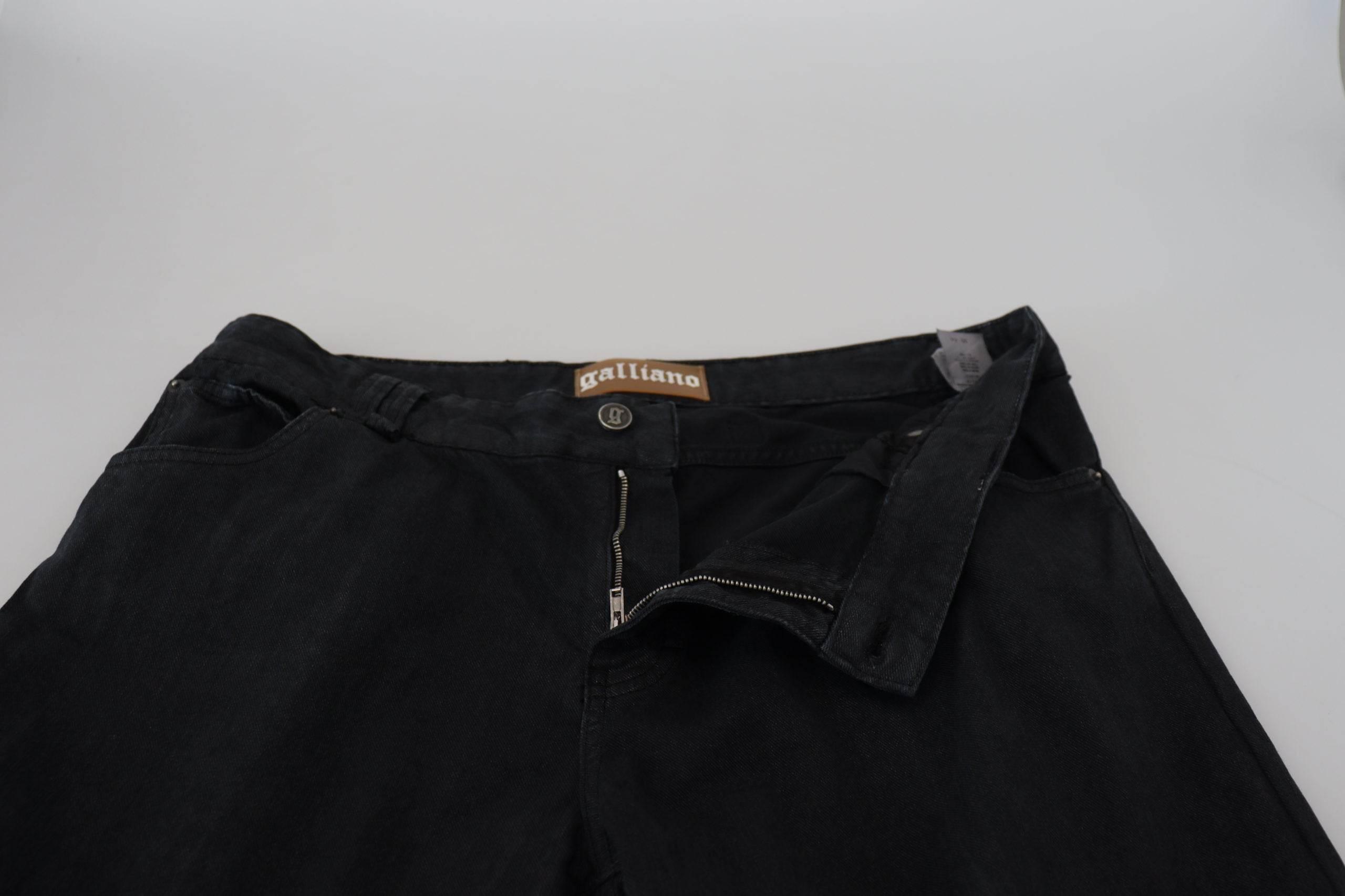 John Galliano Black Cotton Back Buckle Casual Denim Jeans - Hilstor