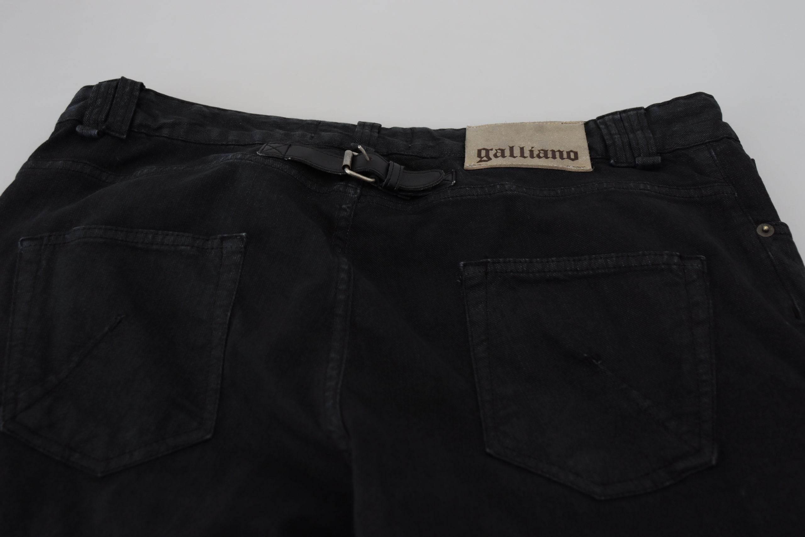 John Galliano Black Cotton Back Buckle Casual Denim Jeans - Hilstor