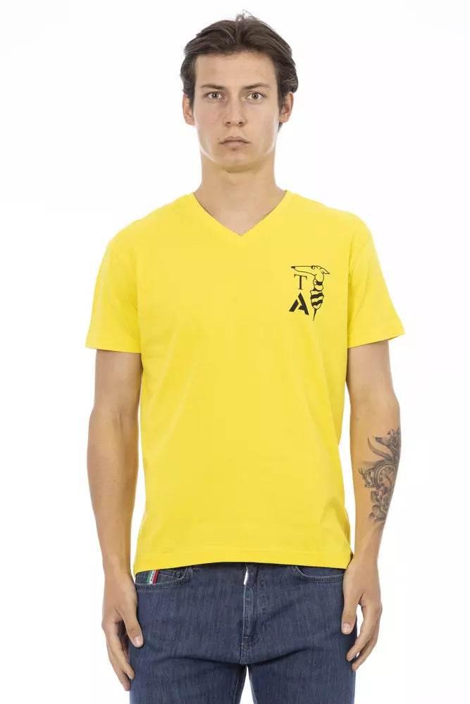 Trussardi Action Yellow Cotton Men V-Neck T-Shirt - Hilstor